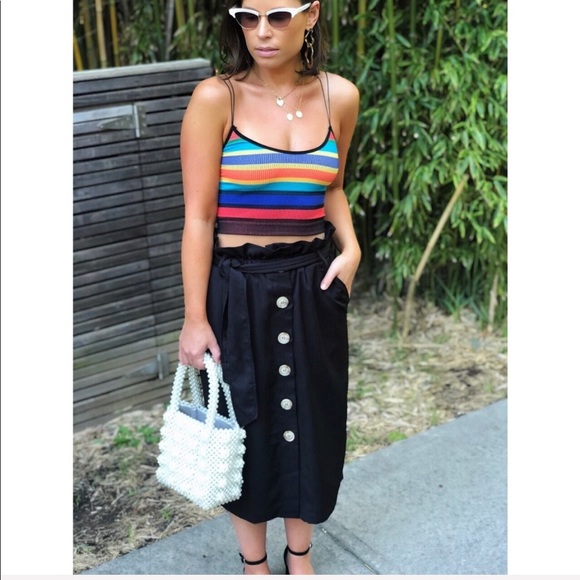 Reve Black Button Front Midi Skirt - Picture 2 of 6